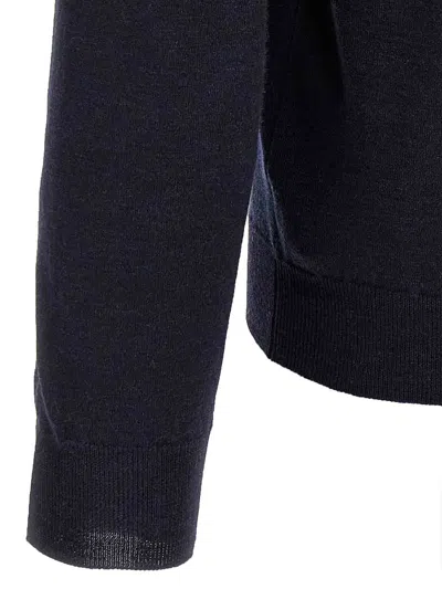 Zanone Crew Neck Wool Sweater With Ribbed Cuffs In Black