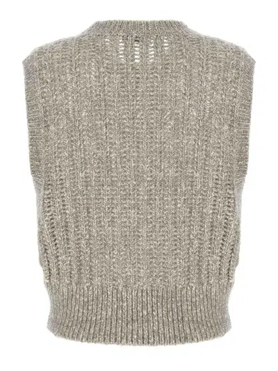 Brunello Cucinelli Rustic Dazzling Net Gilet Gray In Gray