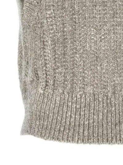 Brunello Cucinelli Rustic Dazzling Net Gilet Gray In Gray