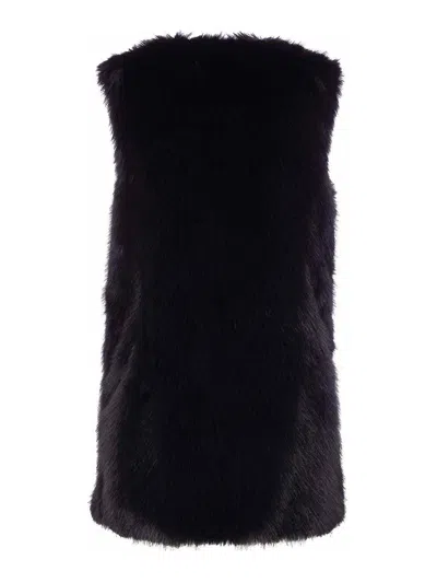 Herno Black Sleeveless Vest With Concealed Closure On The Front