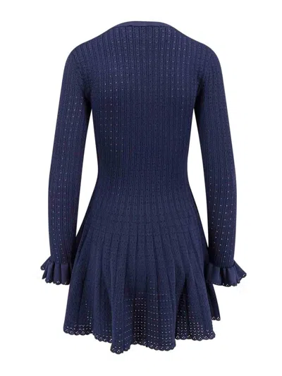 Self-portrait Self Portrait Women Perforated Knit Short Dress With Removable Lace Brooch