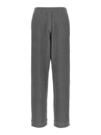Brunello Cucinelli Ribbed Texture Elastic Waistband Shimmering Finish Trousers