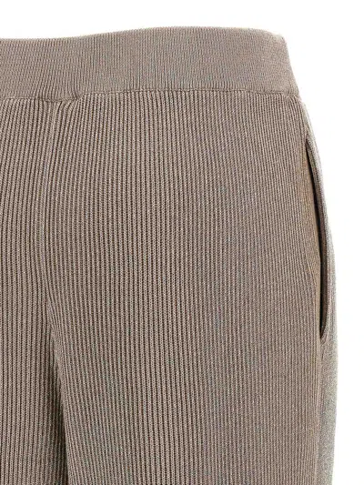 Brunello Cucinelli Ribbed Texture Trousers Elasticated Waistband In Neutral