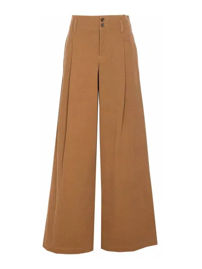 Chloé Brown Pants With Belt Loops And Wide Leg In Cotton Woman