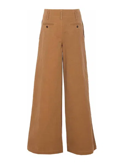 Chloé Brown Pants With Belt Loops And Wide Leg In Cotton Woman