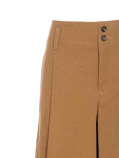 Chloé Brown Pants With Belt Loops And Wide Leg In Cotton Woman