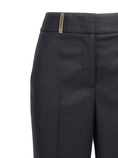 Peserico Flannel Lurex Trousers Back Pockets In Black