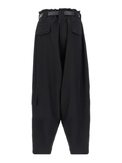 Yohji Yamamoto Utility Trousers With Pleated Design And Pockets In Black