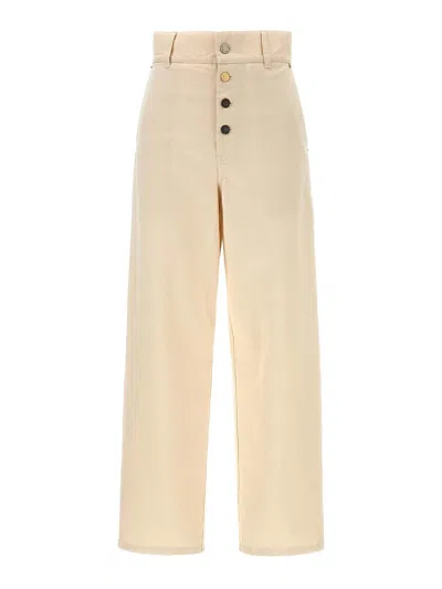 Moschino Ankle-length Cotton Gabardine Trousers With High Waist