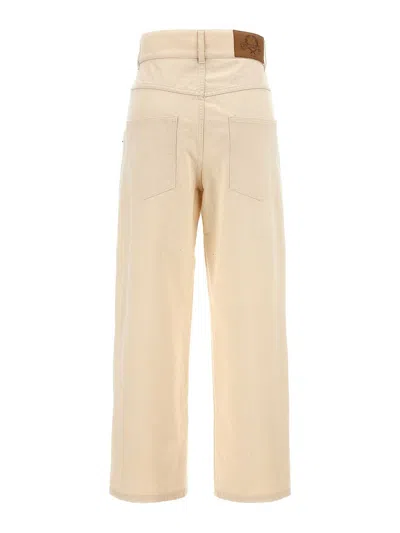 Moschino Ankle-length Cotton Gabardine Trousers With High Waist