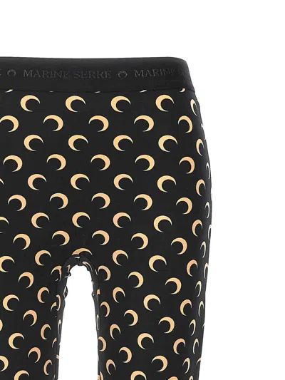 Marine Serre Moon Printed Stirrup Leggings In Black And Beige In Black