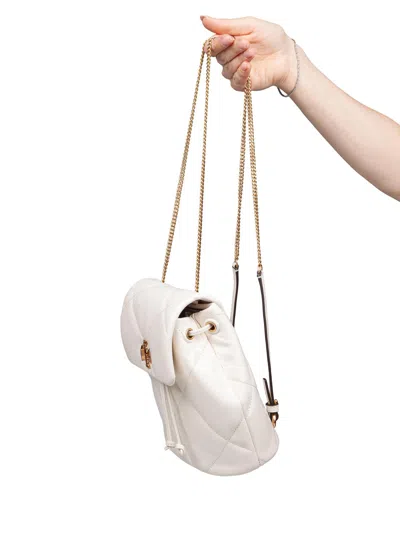 Tory Burch Mini Kira Diamond Backpack In White Leather