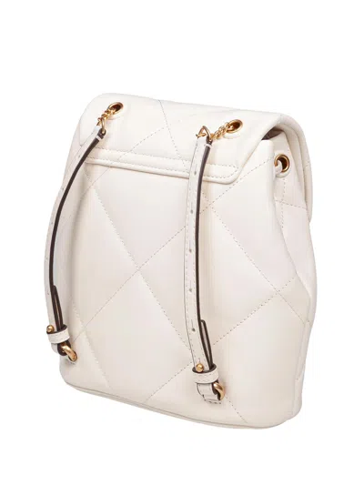 Tory Burch Mini Kira Diamond Backpack In White Leather