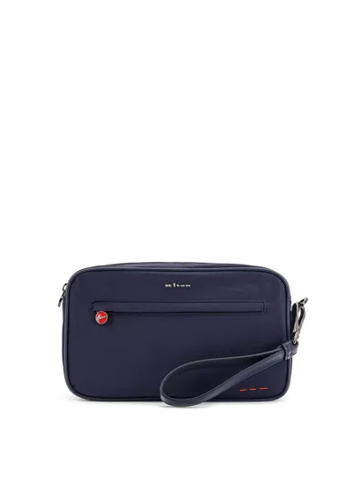 Kiton Nylon Clutch Bag With Iconic Logo Embroidery