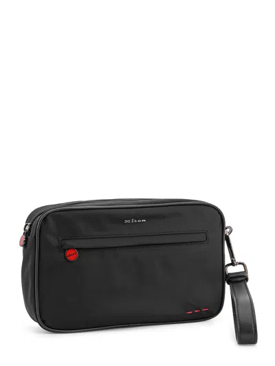 Kiton Nylon Clutch Bag With Iconic Logo Embroidery