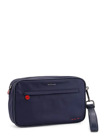 Kiton Nylon Clutch Bag With Iconic Logo Embroidery