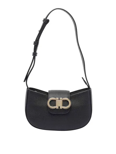 Ferragamo Gabry Black Calf Leather Shoulder Bag