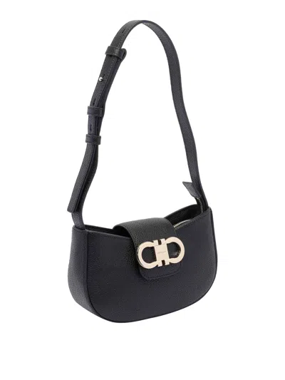 Ferragamo Gabry Black Calf Leather Shoulder Bag