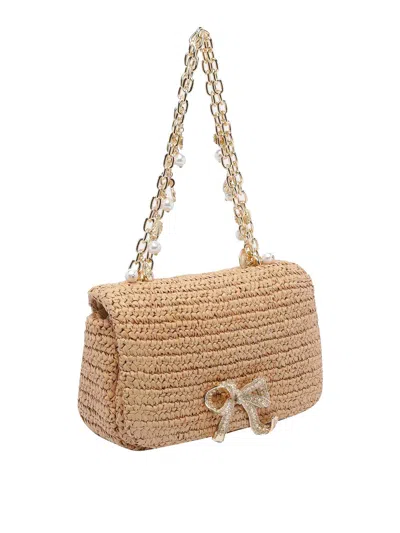 Self-portrait Raffia Bow Charm Shoulder Bag