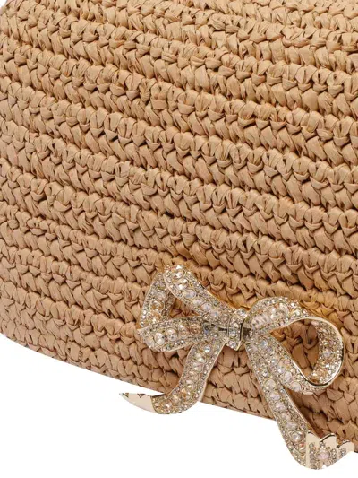Self-portrait Raffia Bow Charm Shoulder Bag