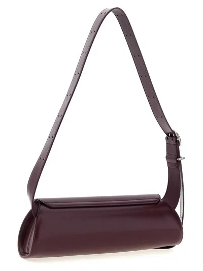 Jil Sander Small Rectangular Shoulder Bag With Adjustable Strap In Burgundy