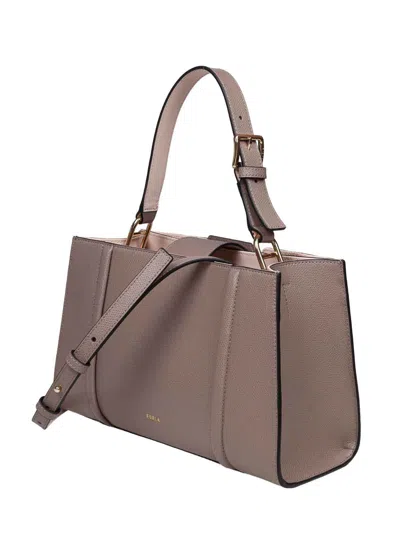 Furla Hand Bag Riva M Tote In Leather Stucco