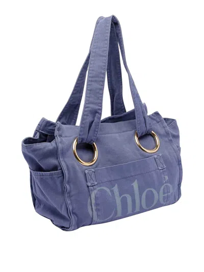 Chloé Womens Evening Blue Plage Medium Cotton Tote Bag