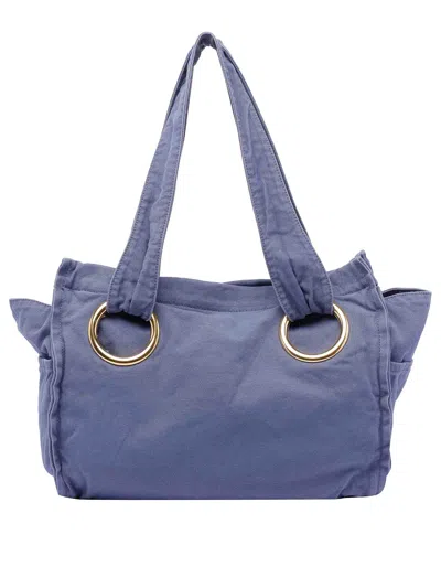 Chloé Womens Evening Blue Plage Medium Cotton Tote Bag