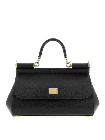 Dolce & Gabbana Black Leather Medium Sicily Handbag