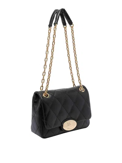 Burberry Black Quilted Crossbody Bag With Ekd Plaque On The Front And Chain-link Shoulder Strap In Leather Wo