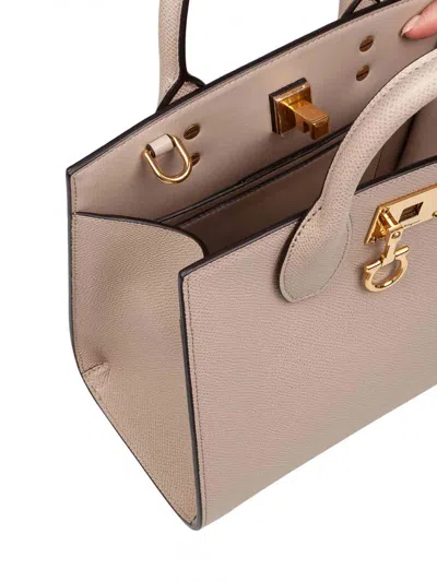 Ferragamo Bag Box Box In Pounded Leather Daino Color