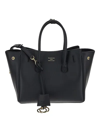 Balenciaga Women Black Leather Mini Carry All Hampton Shopping Bag In Black