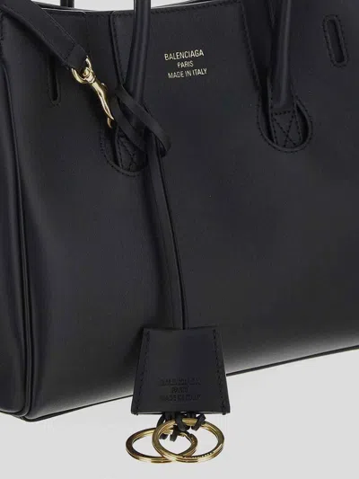 Balenciaga Women Black Leather Mini Carry All Hampton Shopping Bag In Black