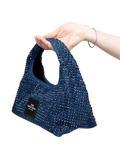 Marc Jacobs The Mini Sack In Denim Handbag With Crystals