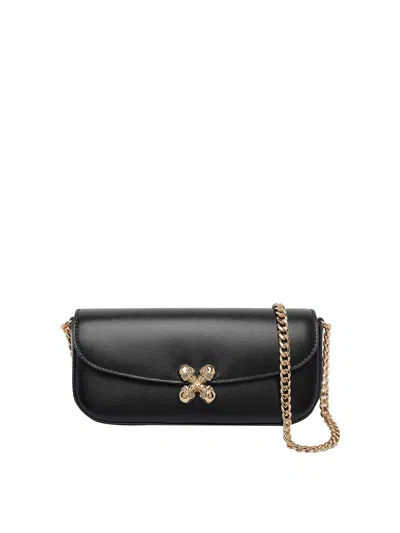 Alexander Mcqueen Black Healthier Small Skull Flower Crossbody Bag
