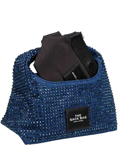 Marc Jacobs The Mini Sack In Denim Handbag With Crystals