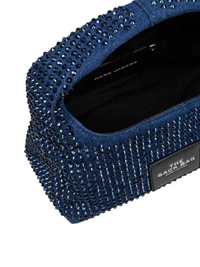 Marc Jacobs The Mini Sack In Denim Handbag With Crystals
