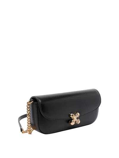 Alexander Mcqueen Black Healthier Small Skull Flower Crossbody Bag