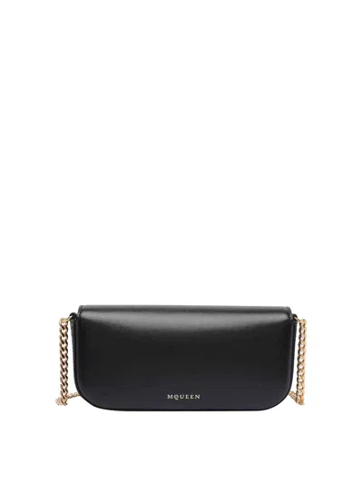 Alexander Mcqueen Black Healthier Small Skull Flower Crossbody Bag
