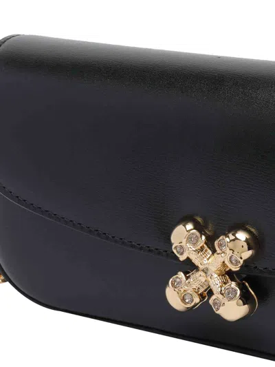 Alexander Mcqueen Black Healthier Small Skull Flower Crossbody Bag
