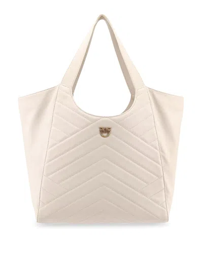 Pinko Puzzle-quilted Leather Shopper Bag With Logo Plate