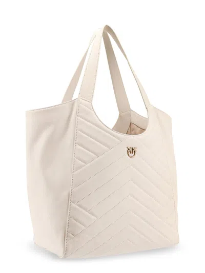 Pinko Puzzle-quilted Leather Shopper Bag With Logo Plate