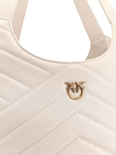 Pinko Puzzle-quilted Leather Shopper Bag With Logo Plate