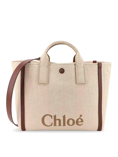 Chloé Chlo Chlo Carry Canvas Shoulder Bag With Logo Embroidery