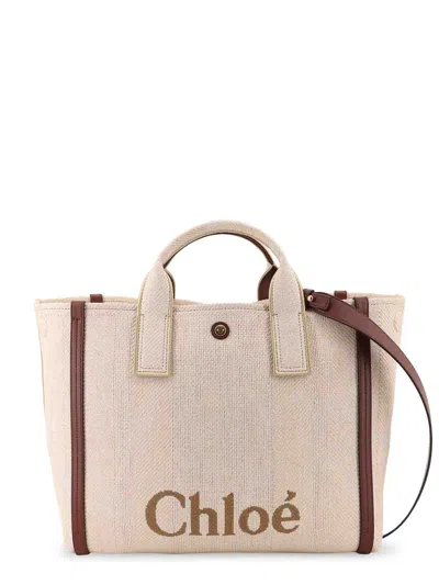 Chloé Chlo Chlo Carry Canvas Shoulder Bag With Logo Embroidery