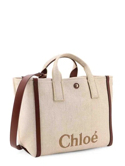Chloé Chlo Chlo Carry Canvas Shoulder Bag With Logo Embroidery