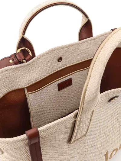 Chloé Chlo Chlo Carry Canvas Shoulder Bag With Logo Embroidery