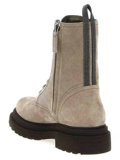 Brunello Cucinelli Suede Combat Boots Monile