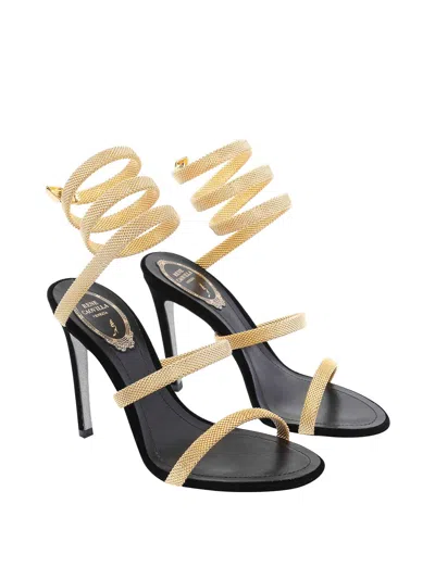 René Caovilla Trigold Cleo Black-gold Sandal 105