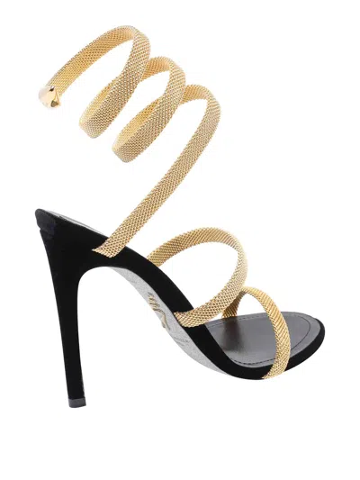René Caovilla Trigold Cleo Black-gold Sandal 105
